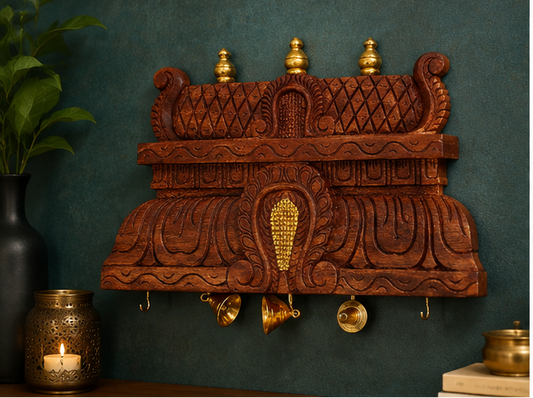 Trendytix Heritage Gopuram Hand-Carved Wooden Wall Panel