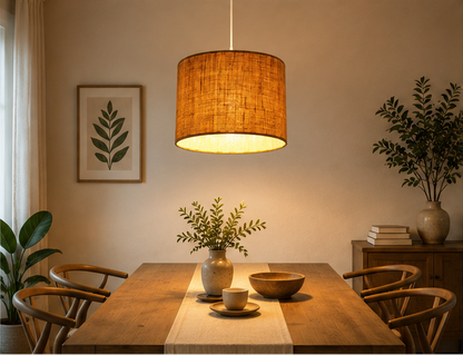 Trendytix Rustic Jute Linen Drum Pendant Lamp