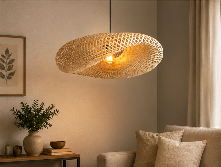 Trendytix Infinity Weave Handcrafted Bamboo Pendant Lamp - 20 inch