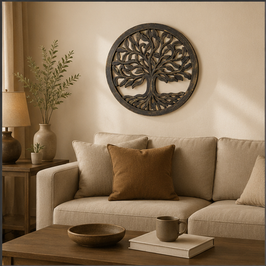 Handcrafted Trendytix Tree of Life Wooden Wall Decor – Antique Black