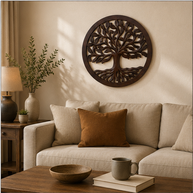 Handcrafted Trendytix Tree of Life Wooden Wall Decor – Antique Brown