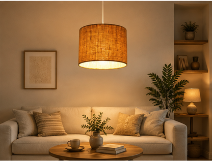 Trendytix Rustic Jute Linen Drum Pendant Lamp