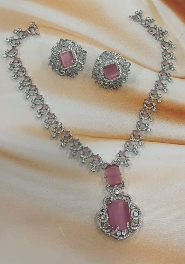 Neeta Ambani Inspired Long Veshakart Premium Handcrafted American Diamond Necklace Set