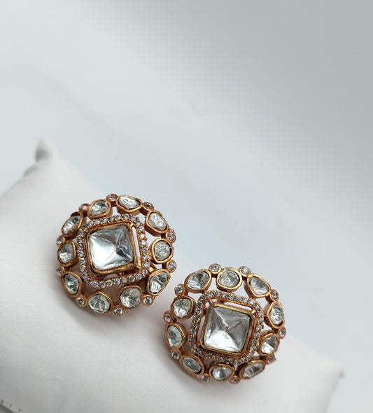 Veshakart Premium HandCrafted Polki Kundan Studs