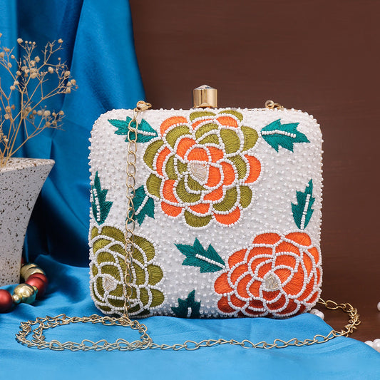 Veshakart Handmade Luxurious Embroidered square clutch