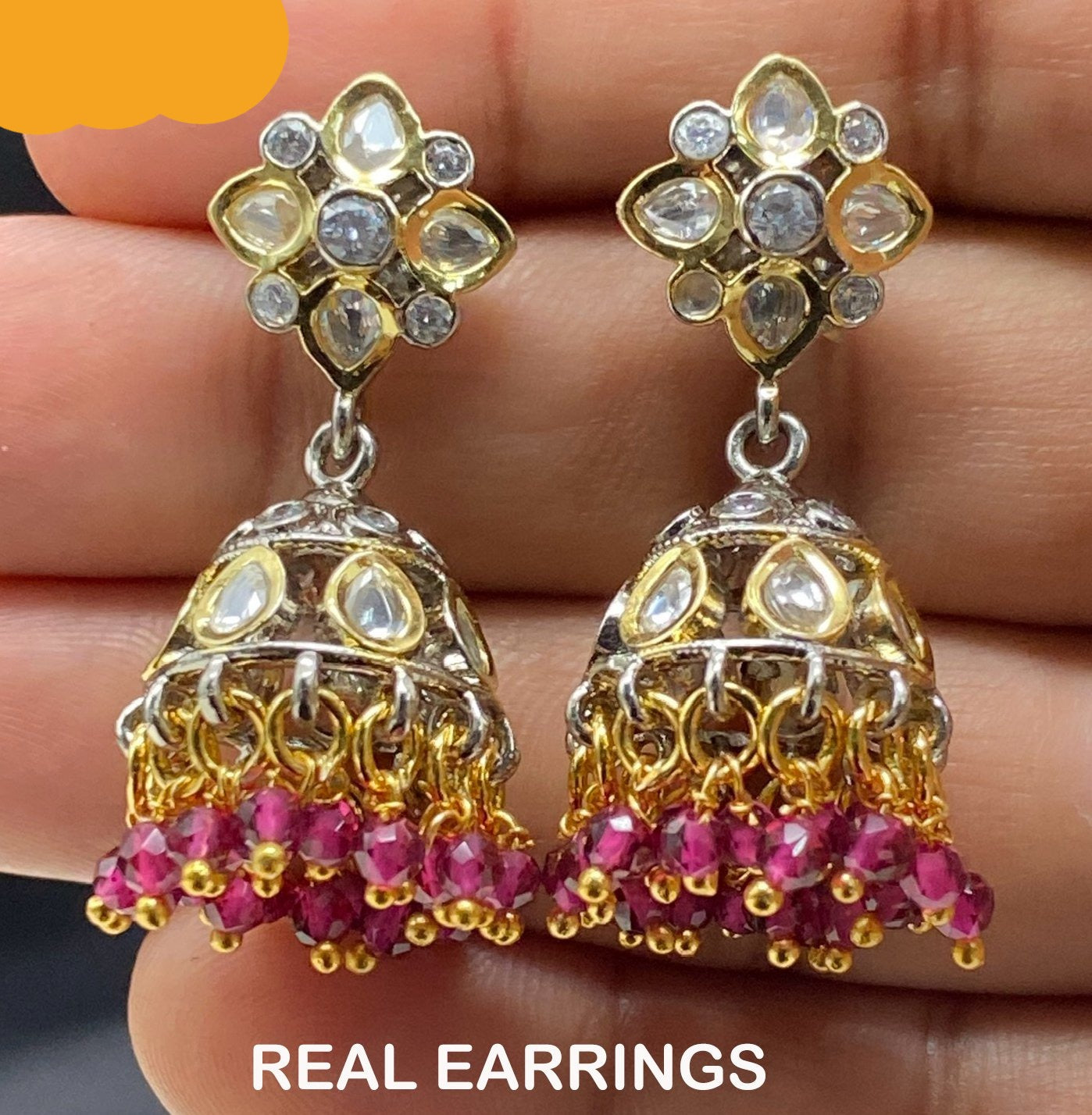 Veshakart Premium HandCrafted Kundan Jhumki