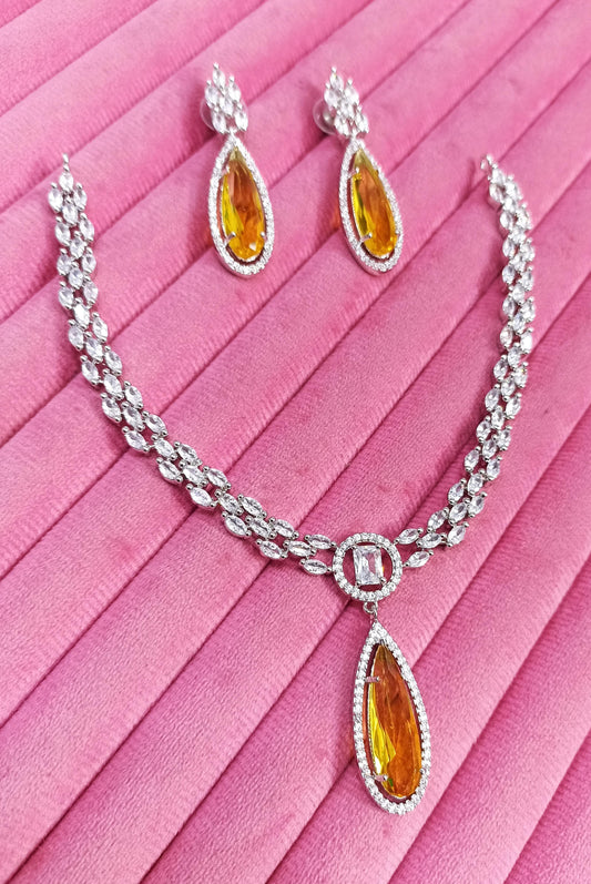 Veshakart Premium Handcrafted American Diamond Necklace Set