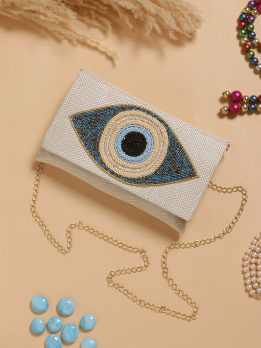 Veshakart Handmade Luxurious Designer Designer Evil Eye in jute fabric Bag