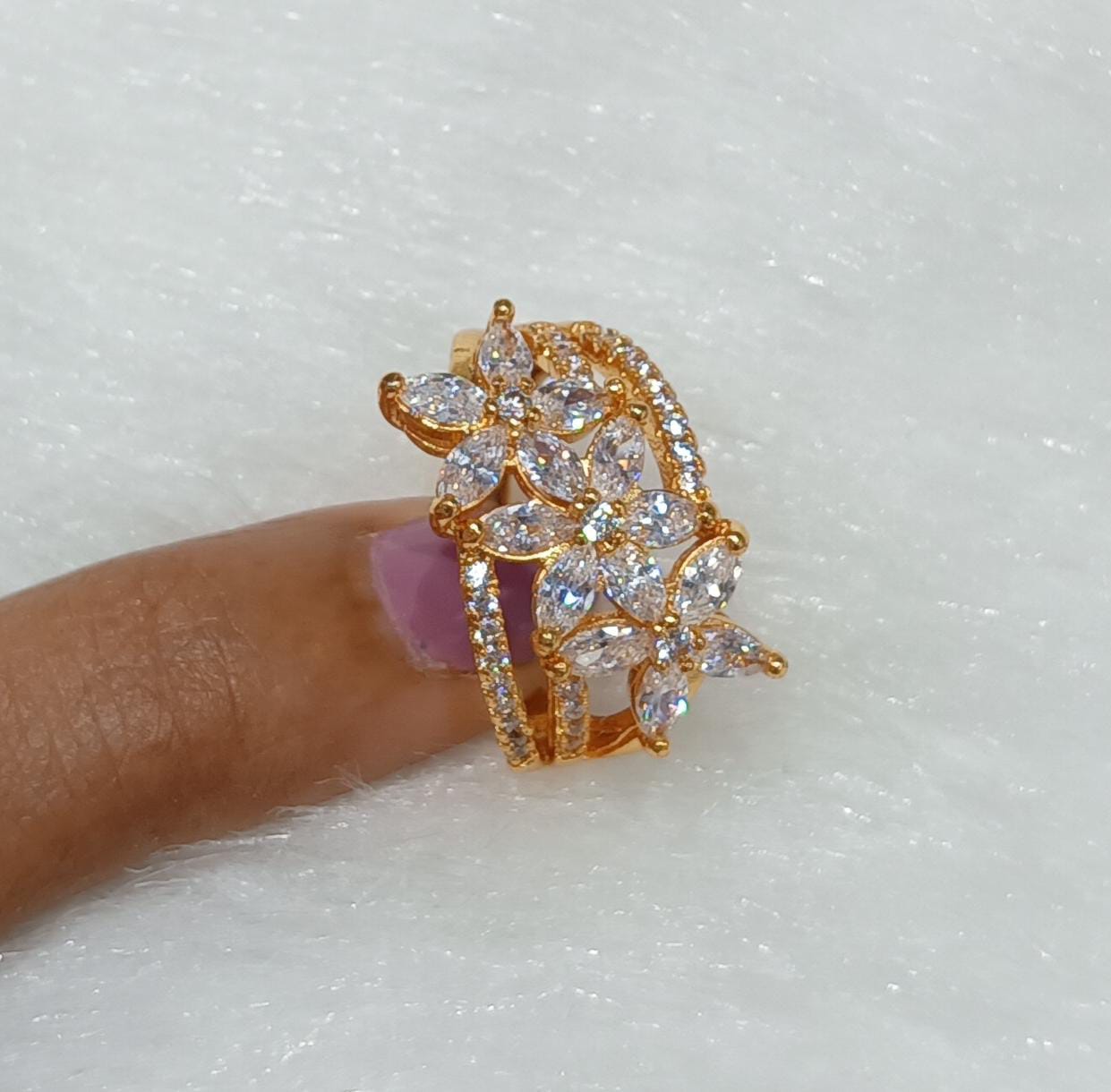 Veshakart Handcrafted Premium American Diamond Ring