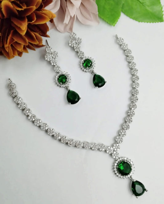 Veshakart Premium Handcrafted American Diamond Necklace Set