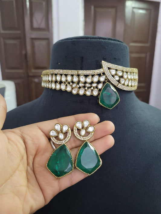 Trendy Premium Handcrafted Designer moissanite necklace With doublet stone - Celebrity Style