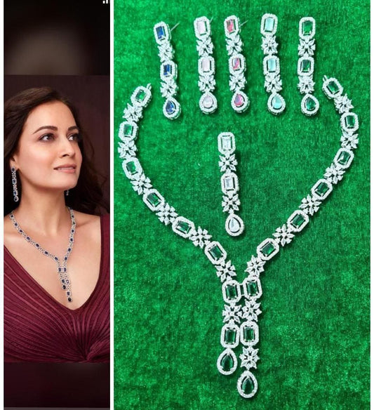 Trendy Premium Handcrafted AD Necklace Set - Celebrity Style