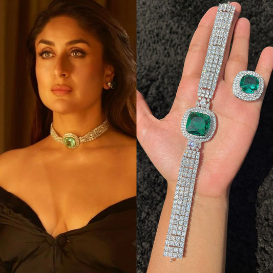 Trendy Premium Handcrafted AD Necklace Set - Celebrity Style