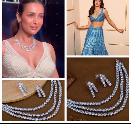 Trendy Premium Handcrafted AD Necklace Set - Celebrity Style