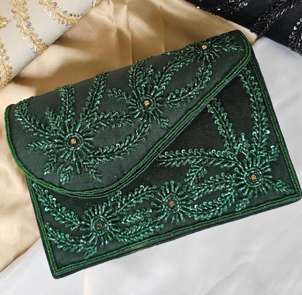 Veshakart Handmade Luxurious Designer Seude embroidered clutch