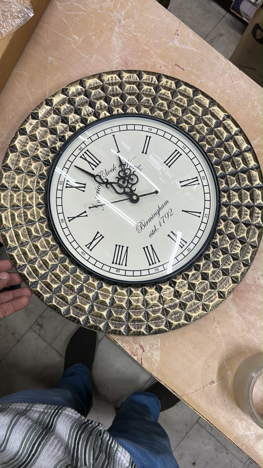 Golden Prism Handcrafted Wooden Clock Size - 16 Inch