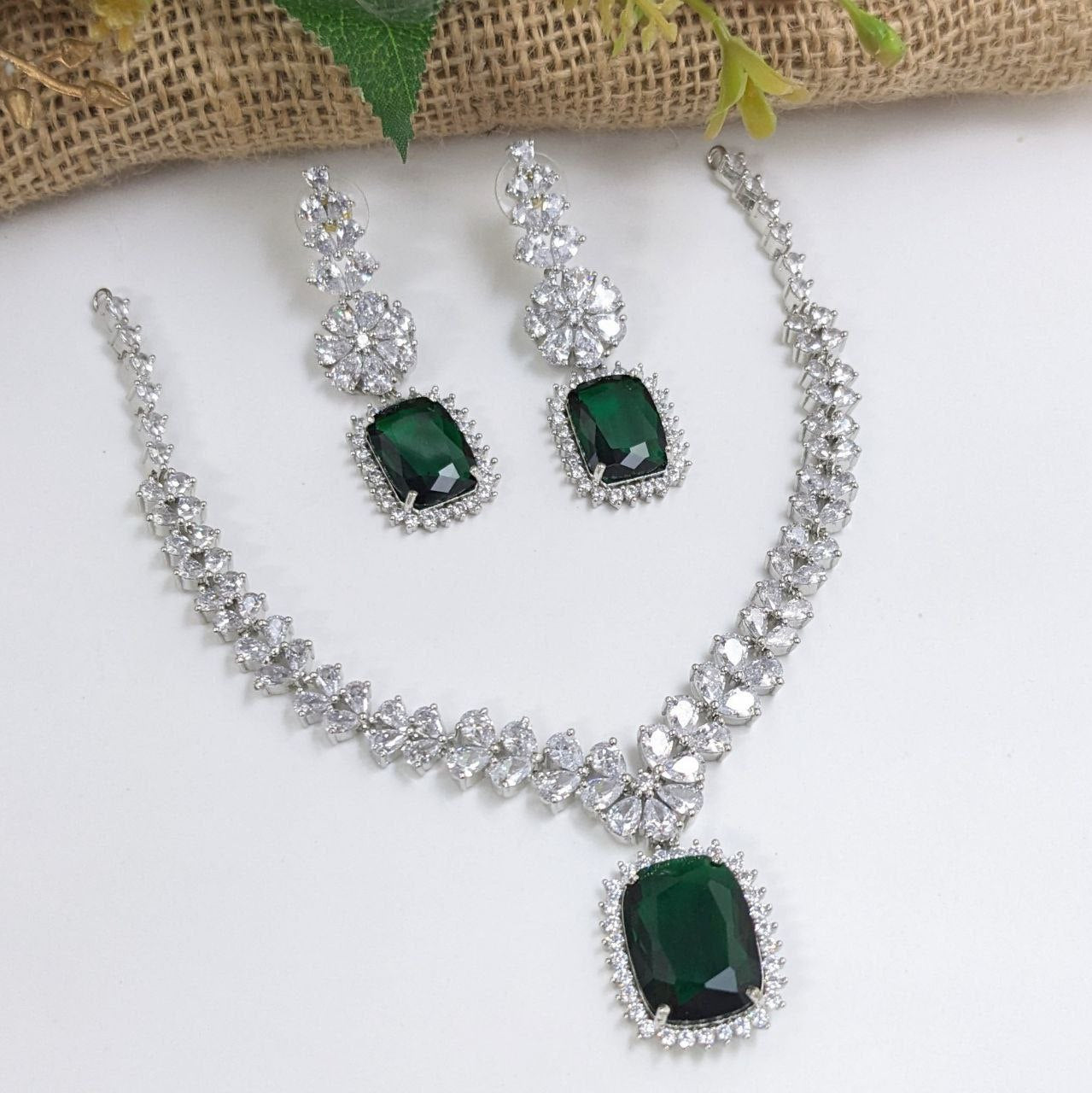 Premium  American Diamond Necklace Set