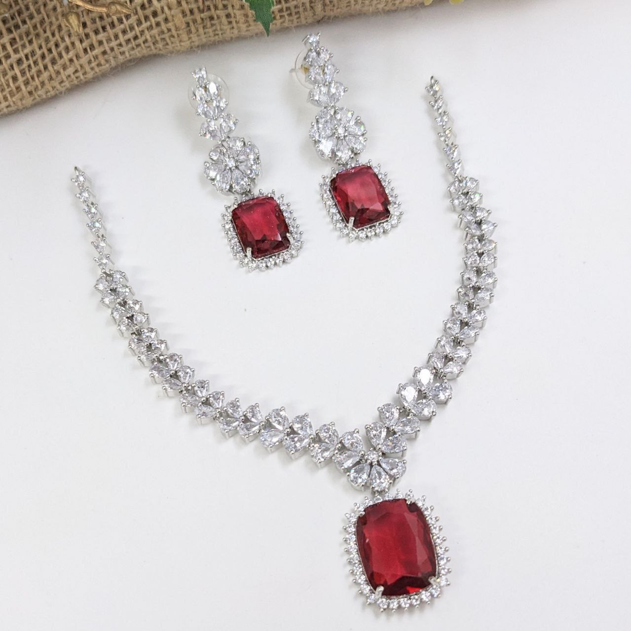 Premium  American Diamond Necklace Set