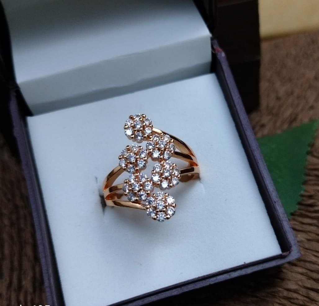 Veshakart Handcrafted Premium American Diamond Gold Plated Ring