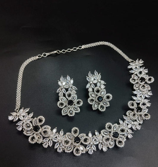 Veshakart Premium Handcrafted  American Diamond Necklace Set