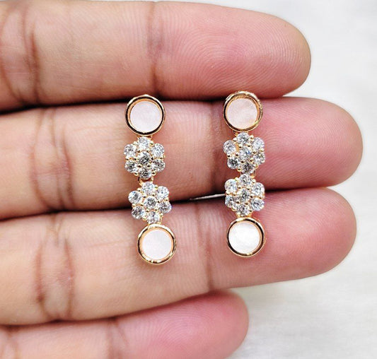 Veshakart Premium American Diamond earring with mother of pearl