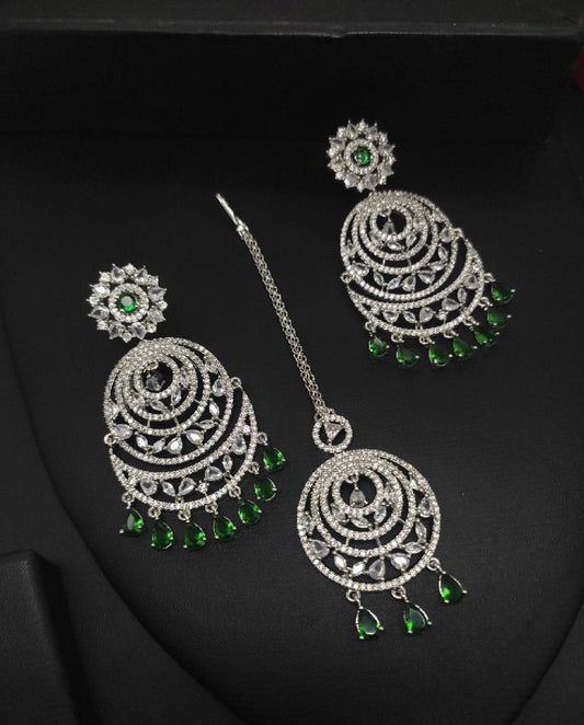 Veshakart Premium Quality Handcrafted  Chandbali Earring With Tika