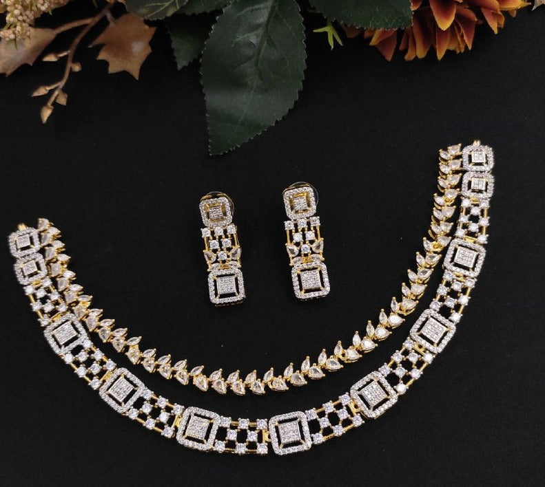 Veshakart Premium Handcrafted American Diamond Necklace Set