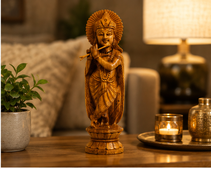Trendytix Handcrafted Wooden Lord Krishna Statue