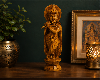 Trendytix Handcrafted Wooden Lord Krishna Statue