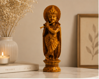 Trendytix Handcrafted Wooden Lord Krishna Statue